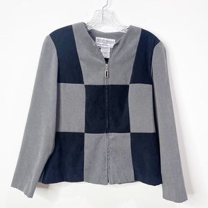 Vintage Jessica Howard Gray Black Checkerboard Jacket Size 10 Petite